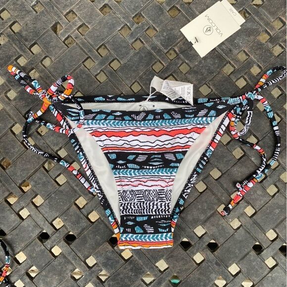 NWT VOLCOM FREE CURRENT SKIMPY STORMY BLUE BIKINI BOTTOM Size X-Small - Picture 4 of 10